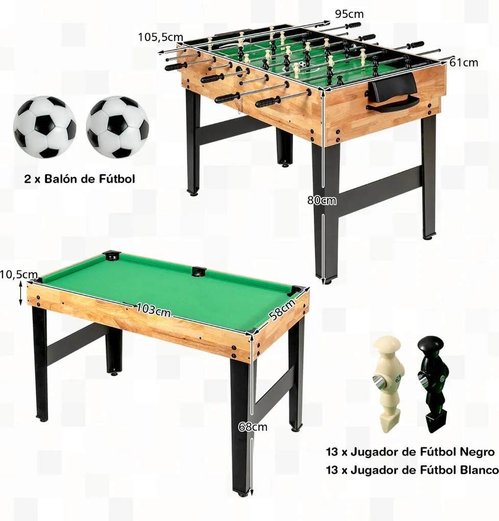 Mesa Multijogos para crianças 10 em 1 com matriquilhos, Mesa Hóquei, ping pong, Bilhar Shuffleboard Boliche Xadrez Cartas Damas Multicolor