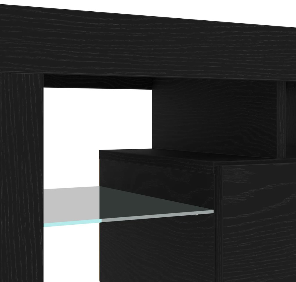 Aparadores de TV vidaXL 2 pcs com Luzes LED Carvalho Preto Madeira Eng