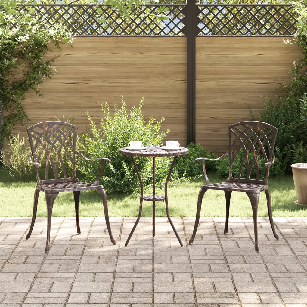 Cadeiras de Jardim vidaXL 2 pcs Alumínio Fundido Bronze