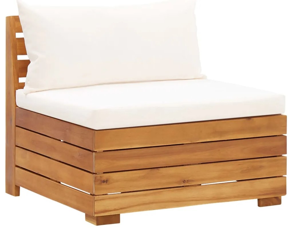 8 pcs conjunto lounge jardim c/ almofadões acácia branco nata