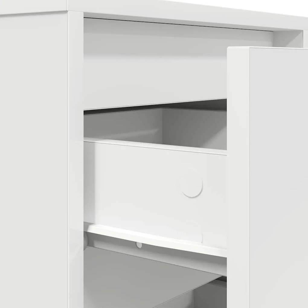 Mesa de cabeceira com luzes LED 38x34x65 cm branco