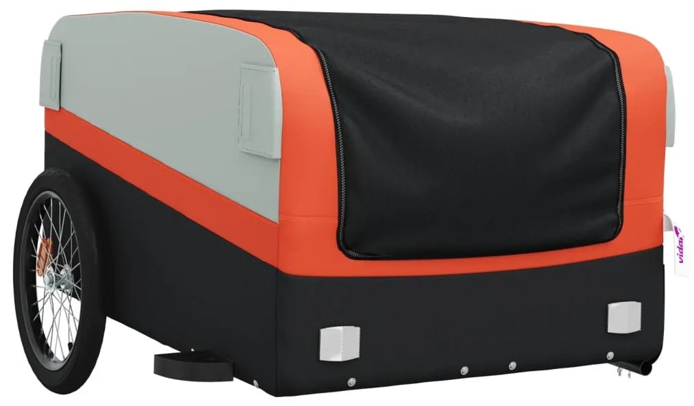 Reboque para bicicleta 45 kg ferro preto e laranja