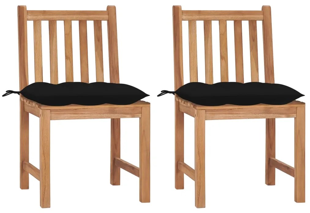 Cadeiras de jardim c/ almofadões 2 pcs madeira de teca maciça