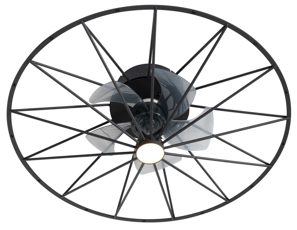 Ventilador de teto preto 62cm incl. LED regulável com controle remoto - Yaran Design