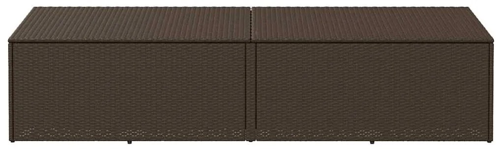Caixa de arrumação para jardim 220x50x58 cm vime PE castanho