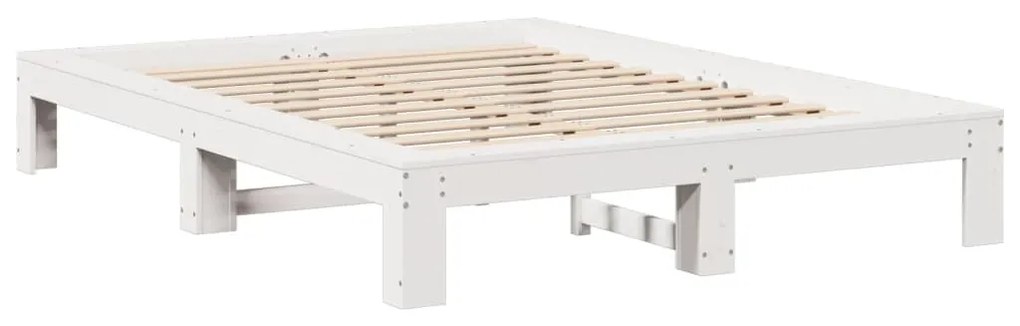 Cama sem colchão 140x190 cm madeira de pinho maciça branco