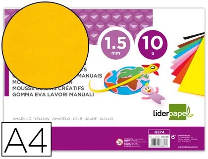 Goma Eva Din A4 60gr Espessura 1,5mm Amarelo