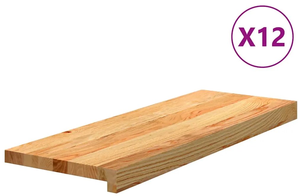vidaXL Tapetes de escada 12 pcs 70x30x2 cm carvalho castanho-claro