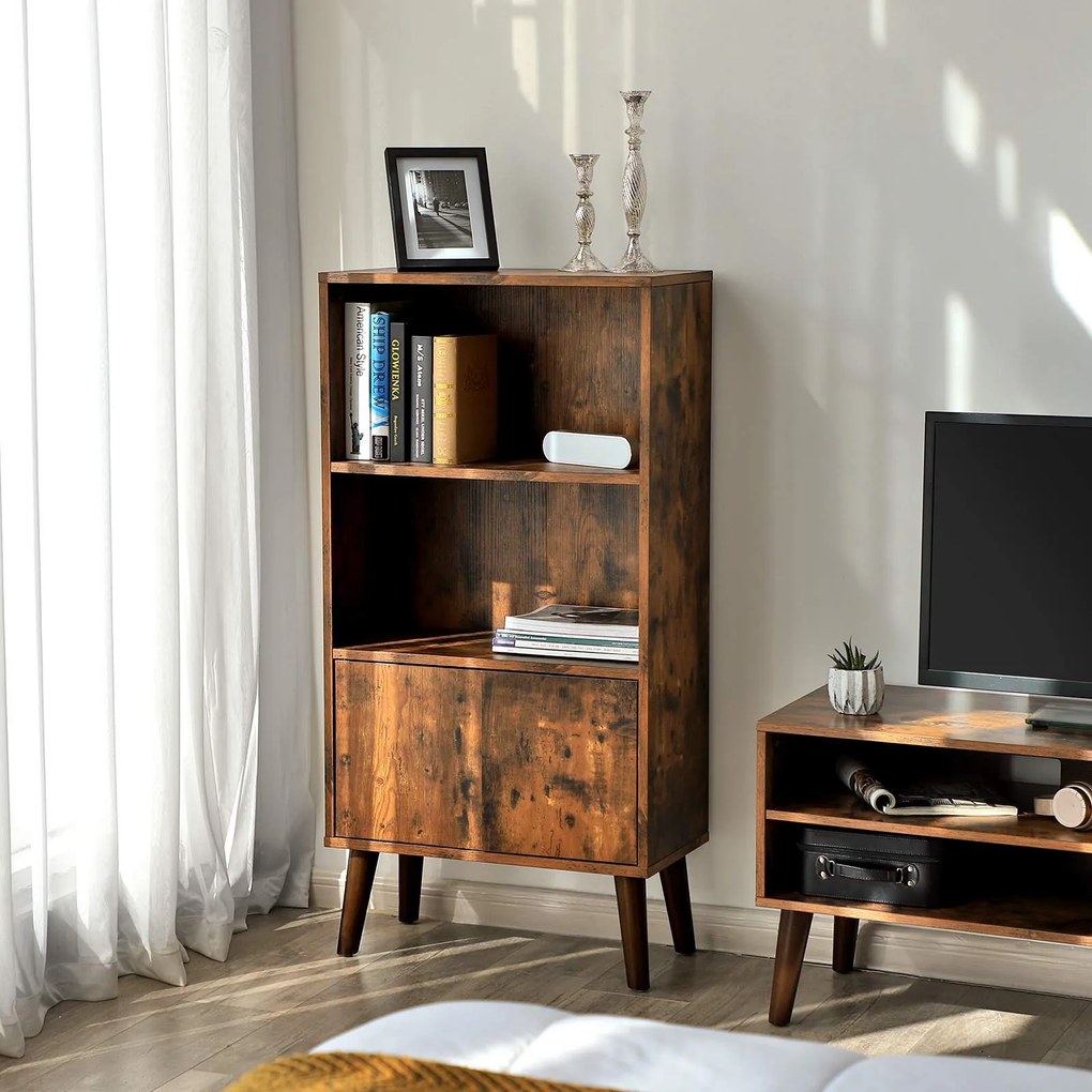 Estante retro com portas 60 x 30 x 120 cm Castanho com aspeto de madeira