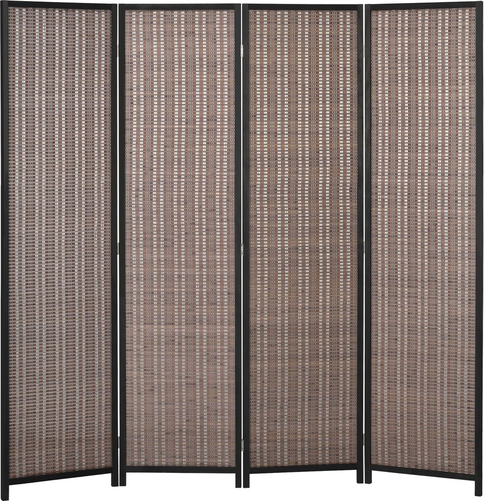 HOMCOM Biombo em madeira separador de ambientes divisória dobrável 4 painéis 180 x 180 cm marrom | Aosom Portugal