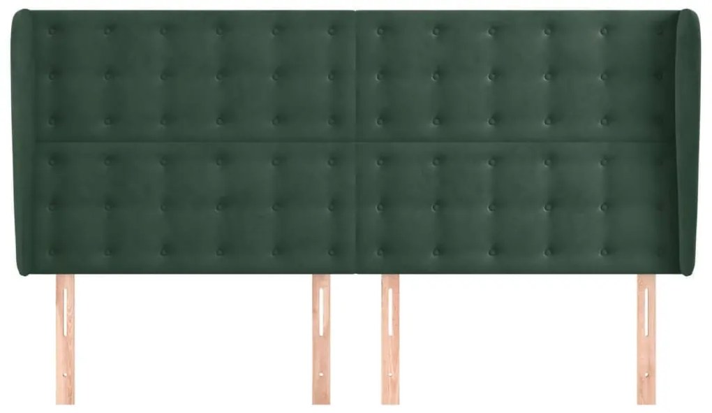 Cabeceira cama c/ abas veludo 203x23x118/128 cm verde-escuro