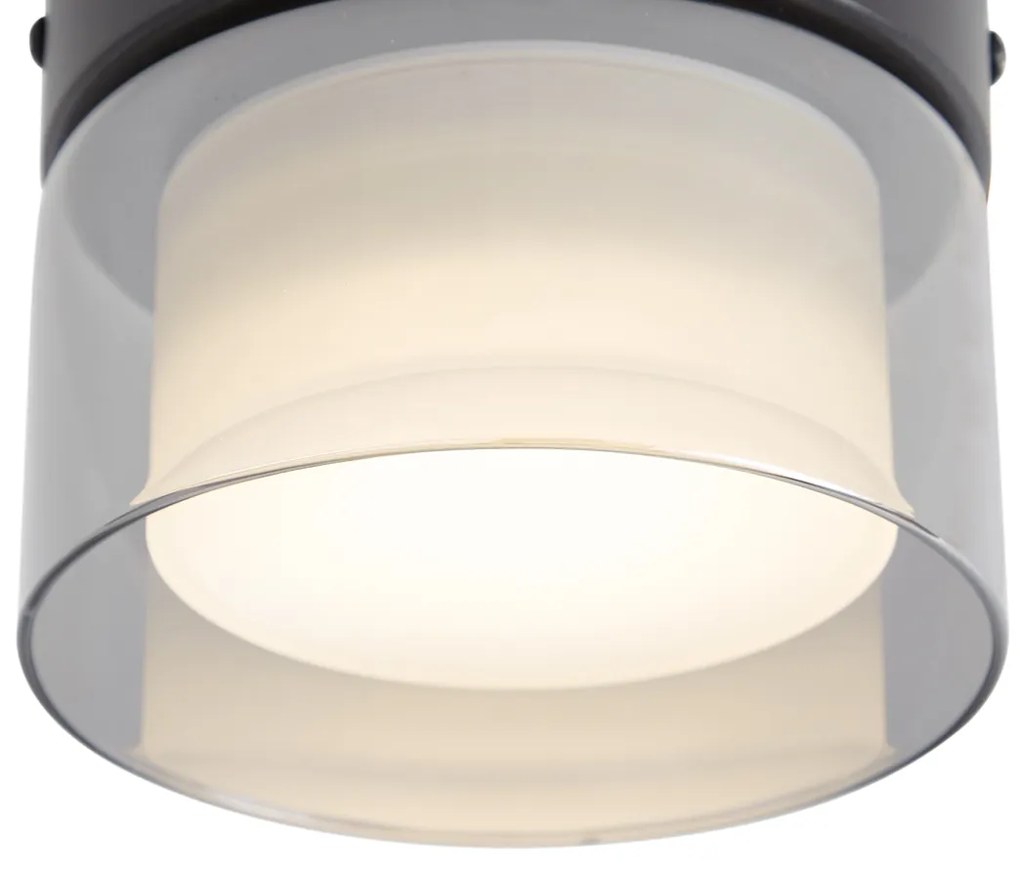 Plafon moderno preto com vidro fumado - Puck