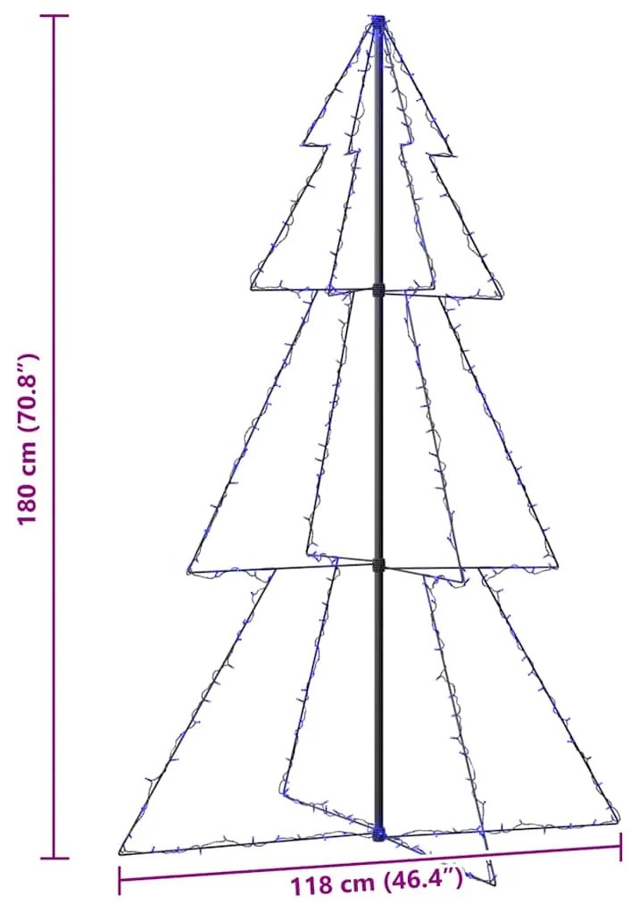 Árvore de Natal em cone 240 LEDs 118x180 cm interior e exterior