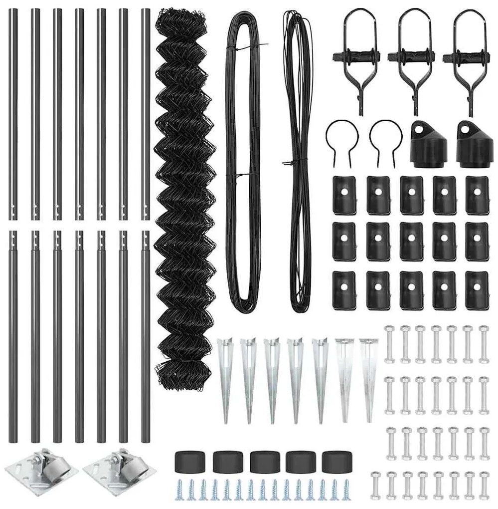 Conjunto de Postes de Cerca Cinzeto 1.6 x 10 m Aço Galvanizado