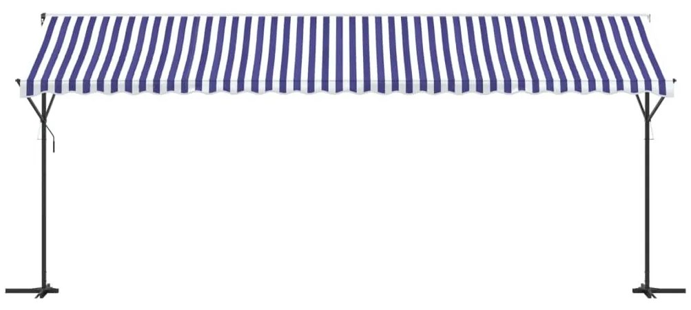 Toldo de pé 600x300 cm tecido e aço azul e branco