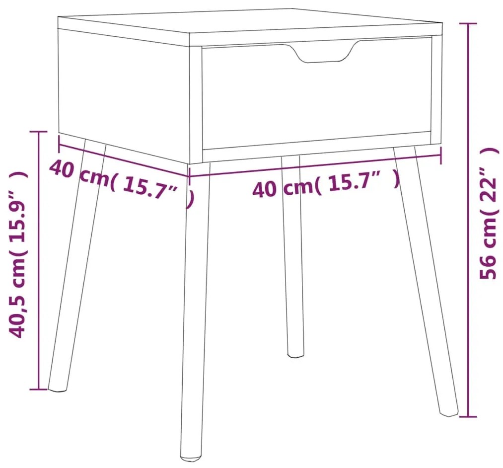 Mesa de cabeceira 40x40x56 cm derivados madeira carvalho fumado