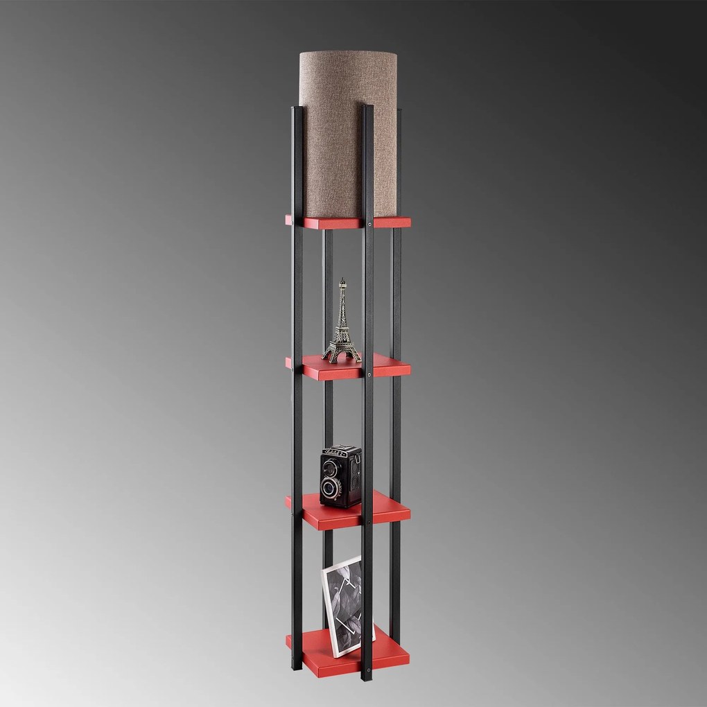 Candeeiro de Pé 7118 – Preto e Vermelho – 25 x 25 x 130 cm