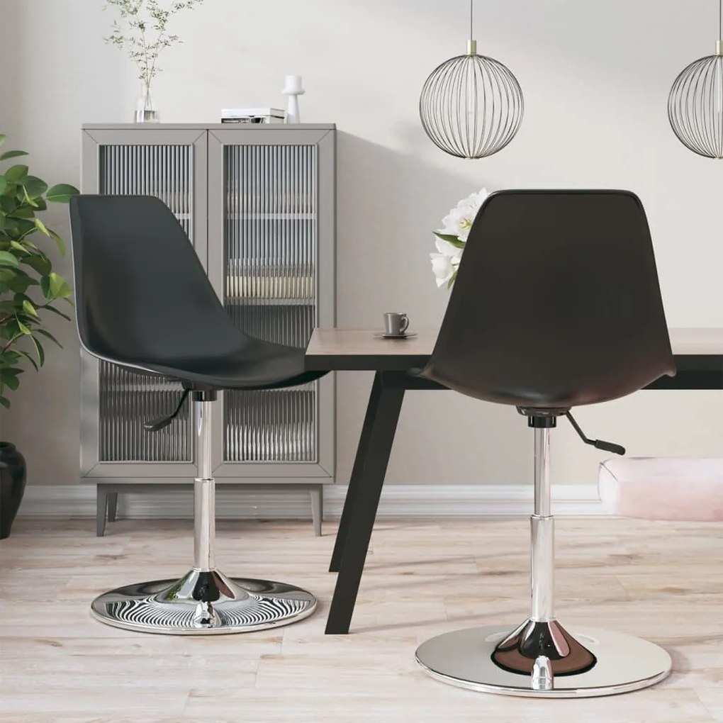 vidaXL Cadeiras de jantar giratórias 2 pcs PP preto