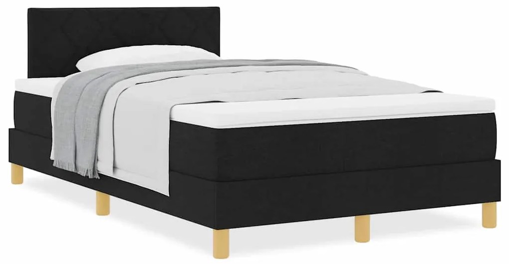 Cama Box Spring com Colchão Preta 120x190 cm Tecido