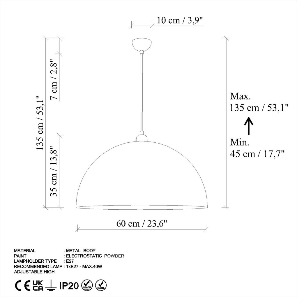 Candeeiro de Teto Kure – Antiquation – Ø60 h:35 cm