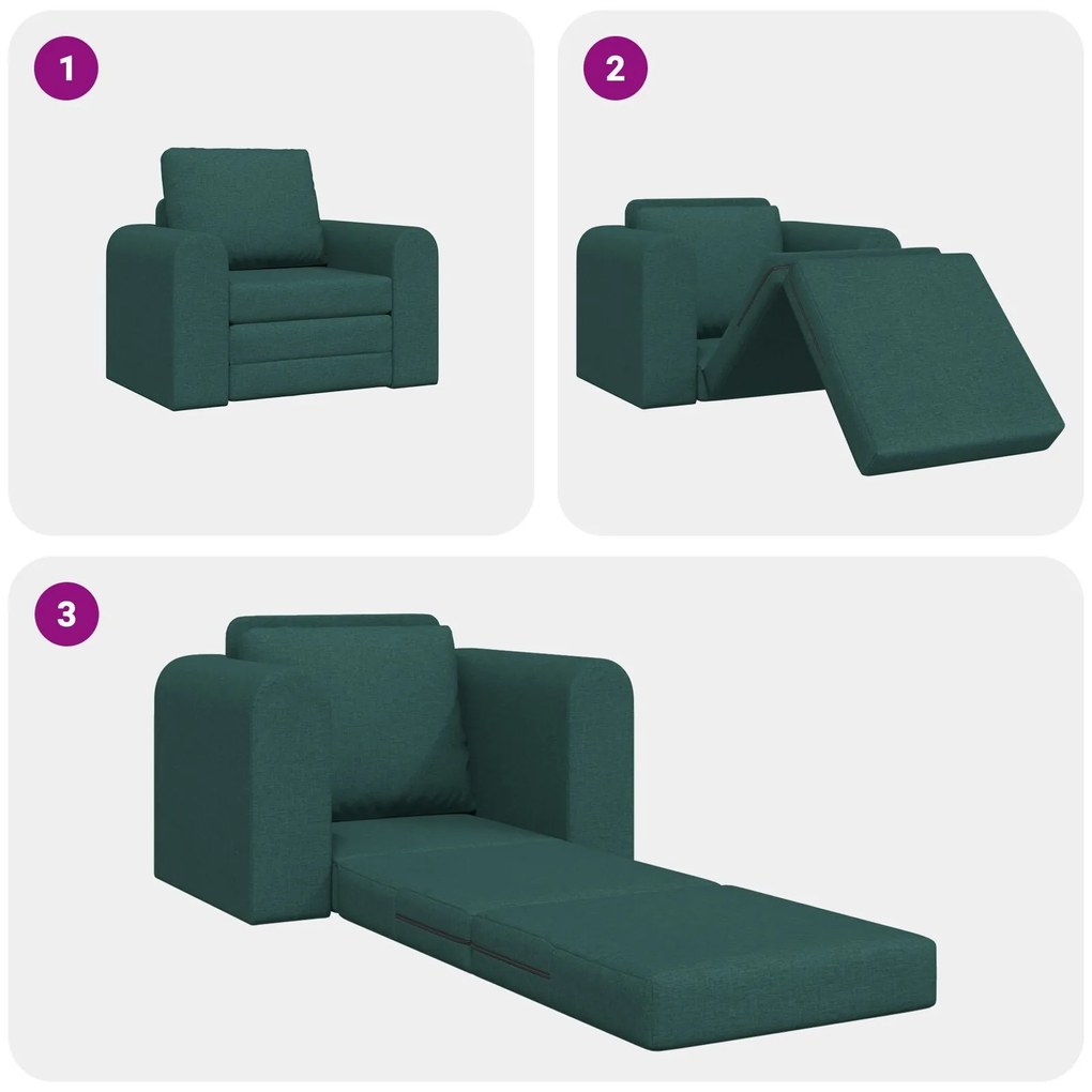 Sofá Cama de Chão 2-em-1 Verde Escuro 98x71x83 cm Tecido