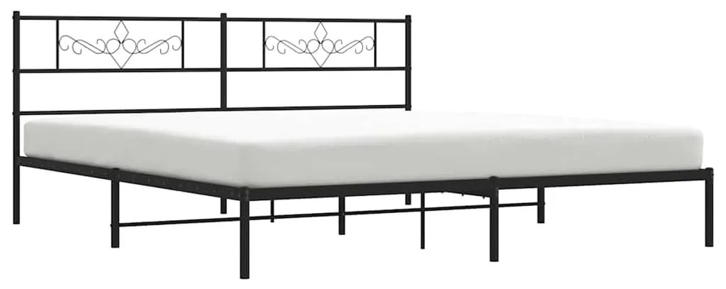 Estrutura de cama com cabeceira 193x203 cm metal preto