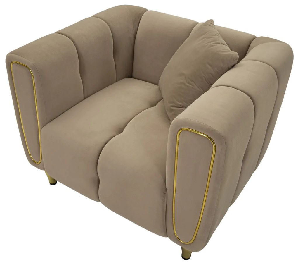 POLTRONA ALMA COM ALMOFADA 97X81X71 CM CINZA E DOURADO