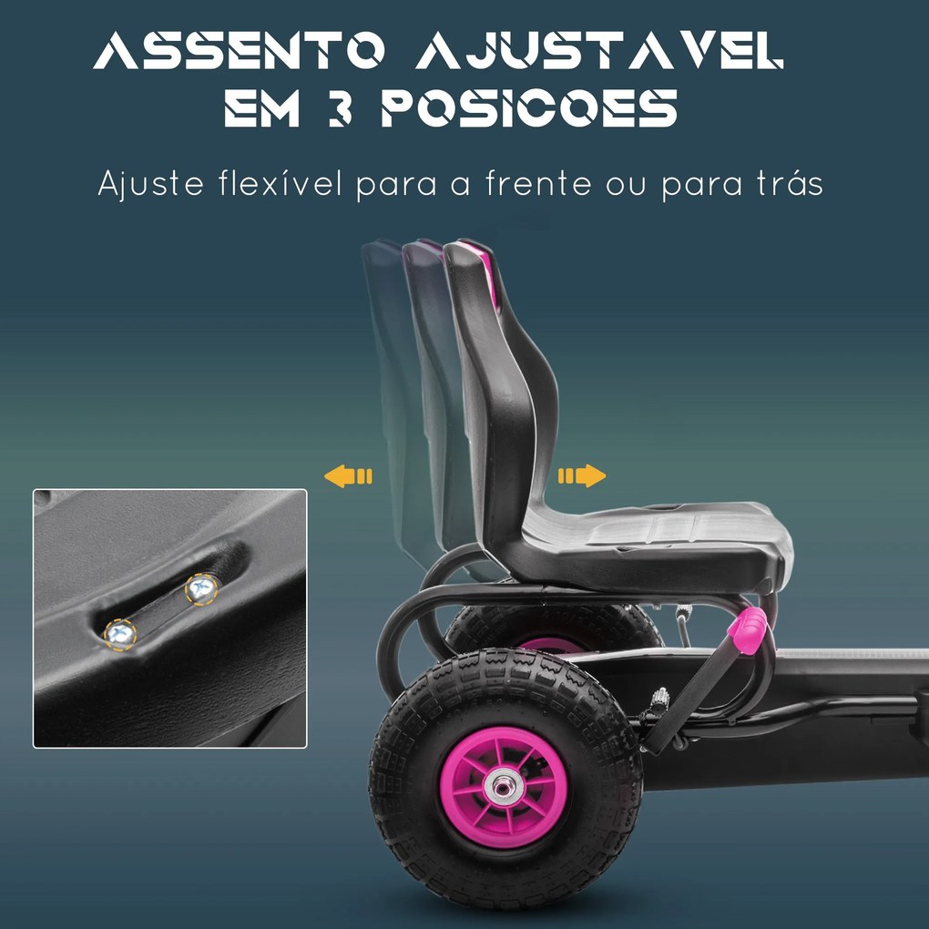 HOMCOM Kart a Pedais para Crianças 5-12 Anos Kart a Pedais Infantil co