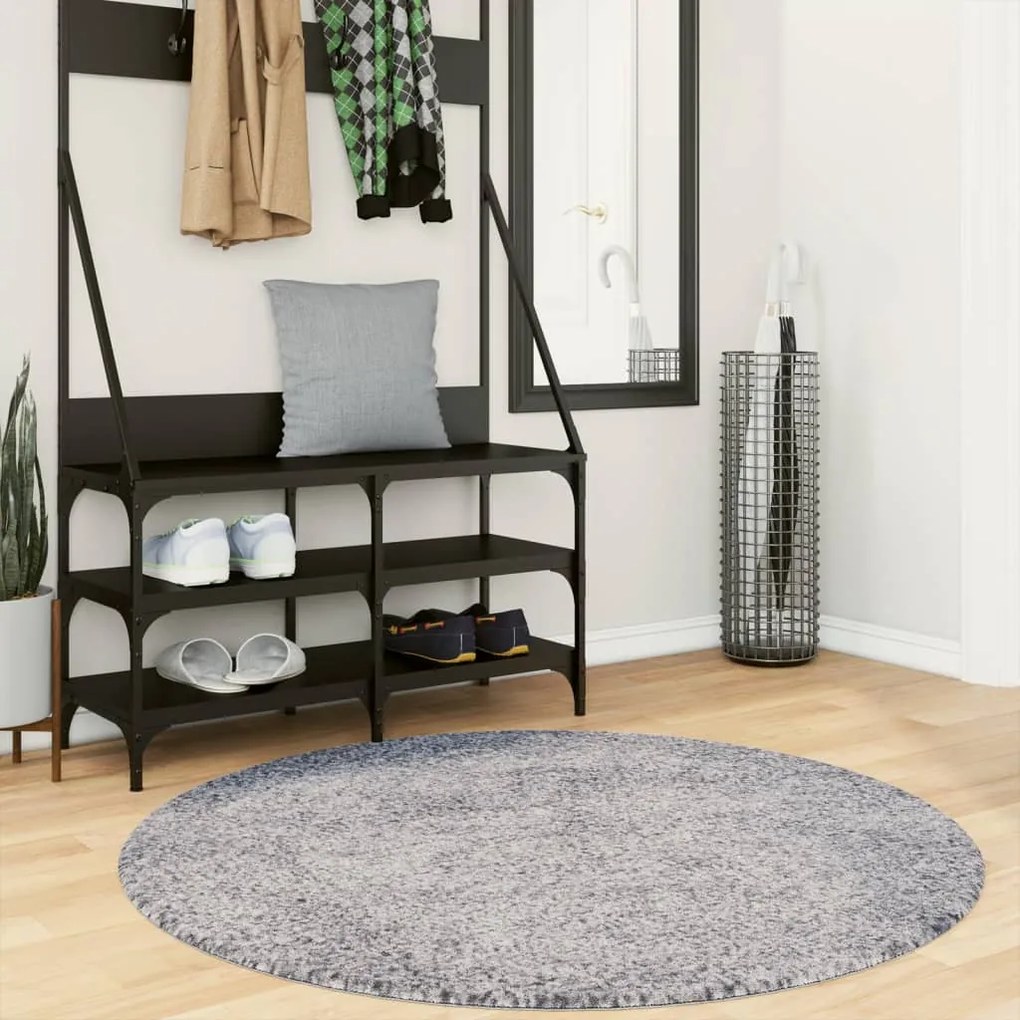 vidaXL Tapete shaggy de pelo alto PAMPLONA Ø 120 cm azul