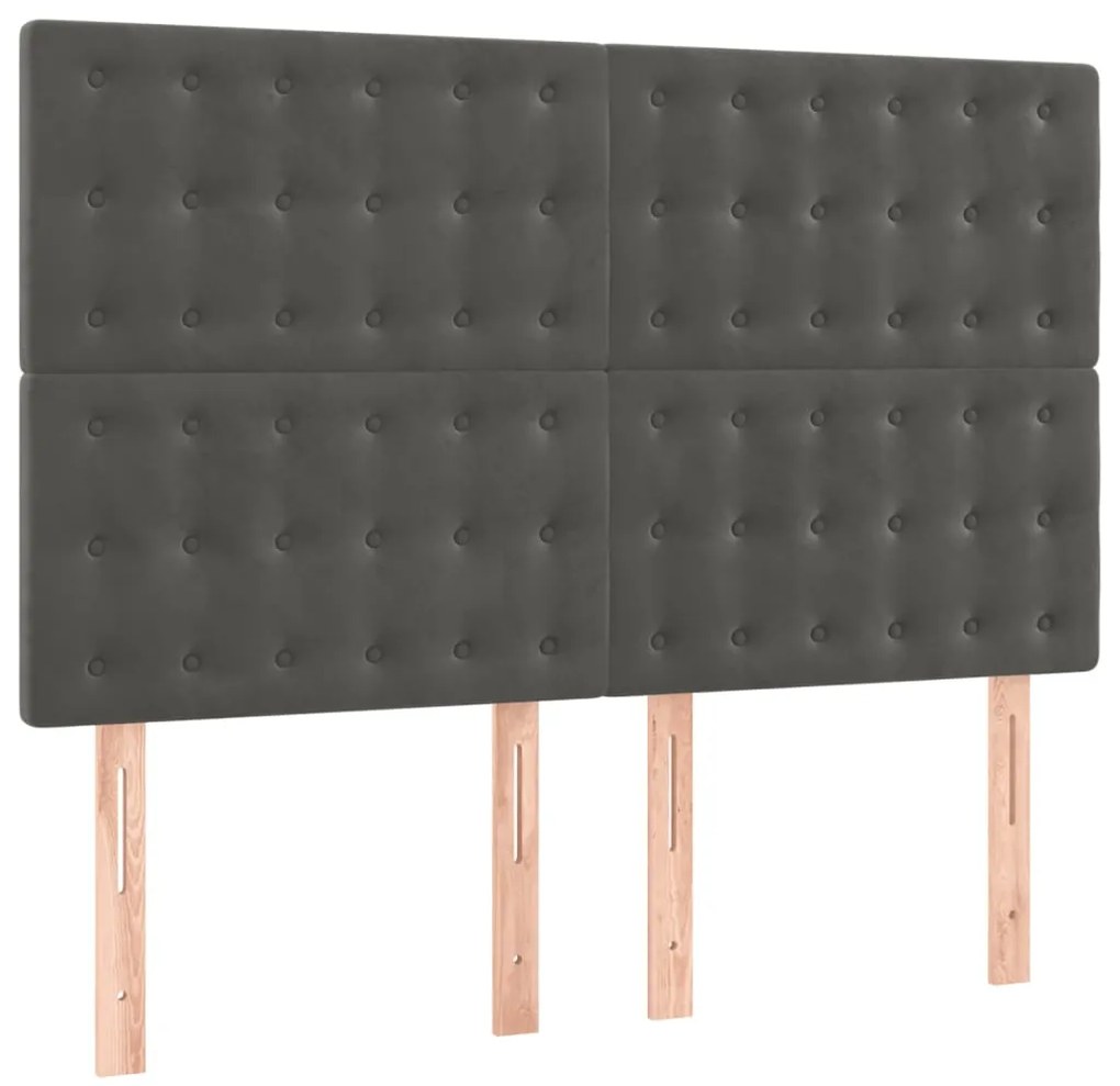 Cama com molas/colchão 140x190 cm veludo cinzento-escuro