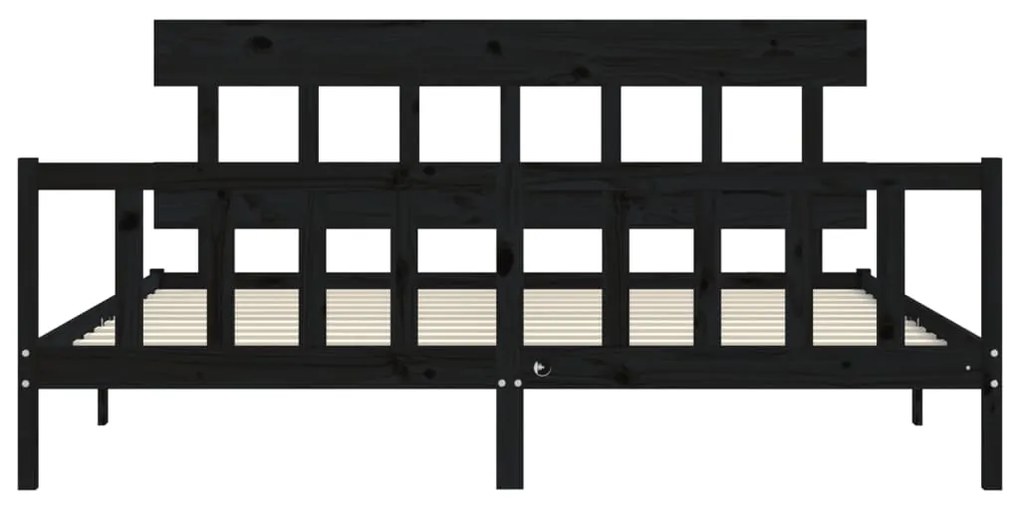 Estrutura de cama com cabeceira 200x200 cm madeira maciça preto