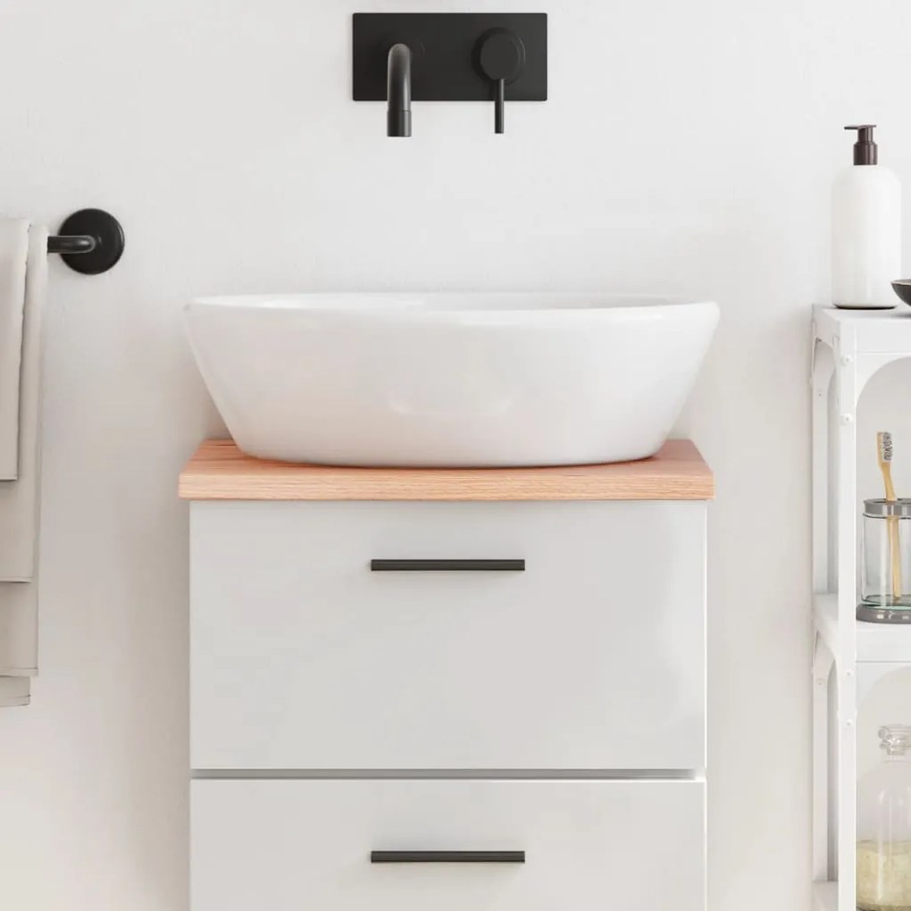 vidaXL Bancada p/ WC 40x40x2 cm madeira maciça tratada castanho-claro