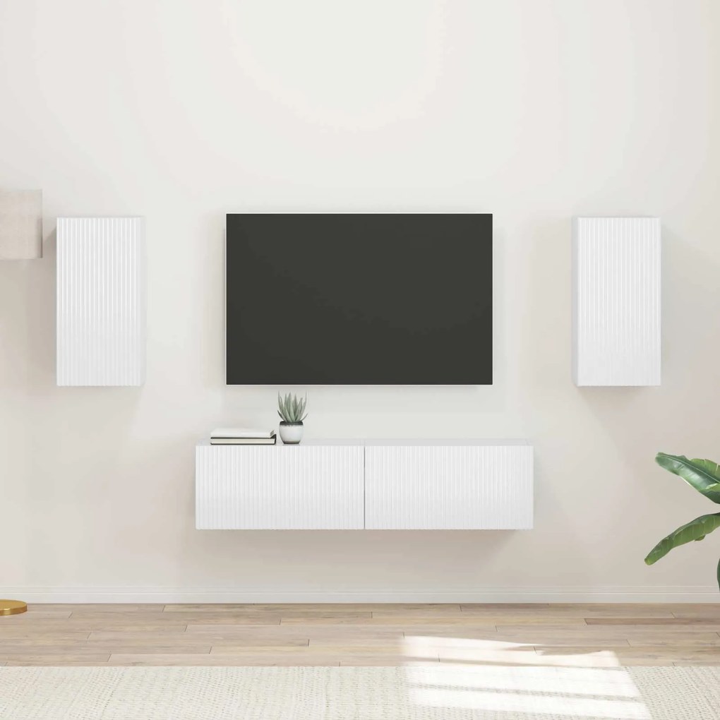 vidaXL Conjunto de móvel de TV 4 pcs Branco Brilhante