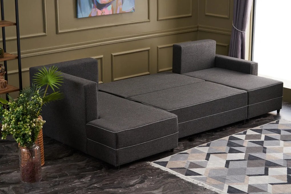 Sofá-Cama de Canto Ece – Antracite – 315 cm x 88 cm x 160 cm