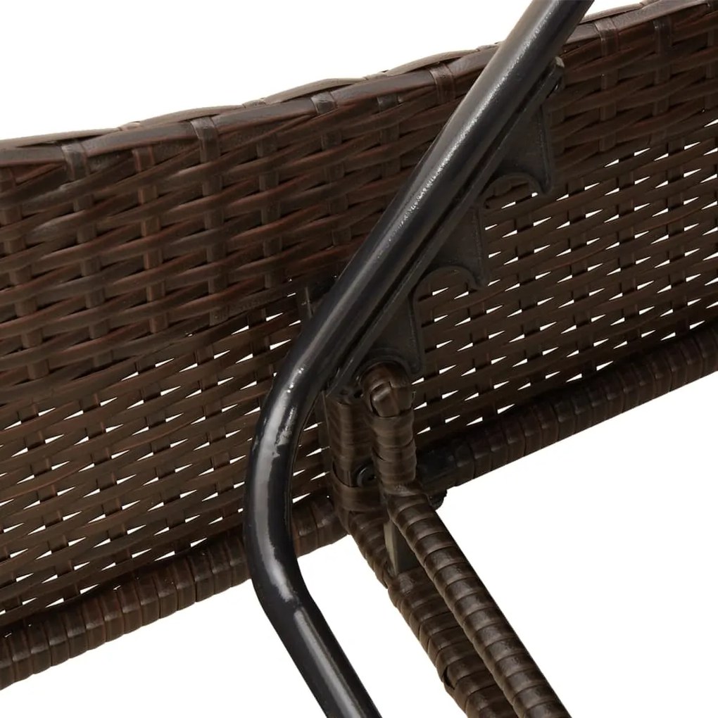 Espreguiçadeira com almofadões 114x205x73 cm vime PE castanho