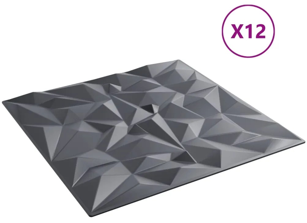 Painéis de parede 12 pcs 50x50 cm 3m² XPS ametista cinzento