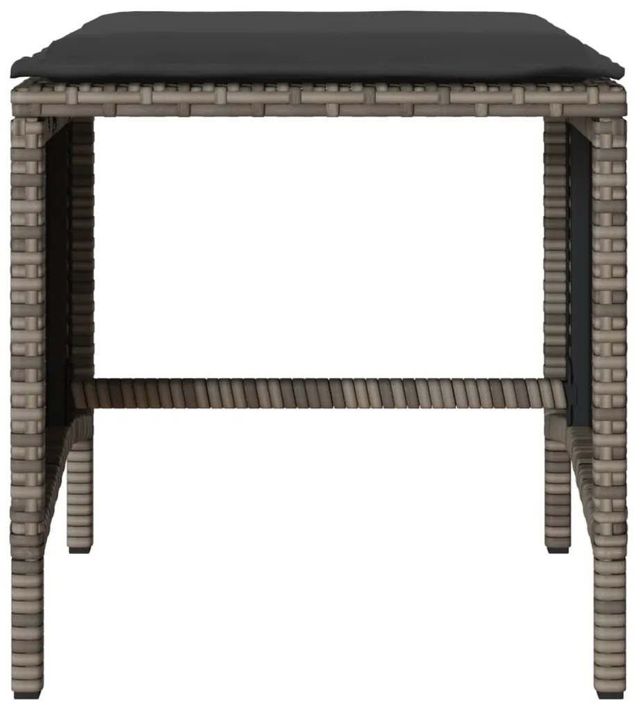 4 pcs conjunto sofás de jardim c/ almofadões vime PE cinzento