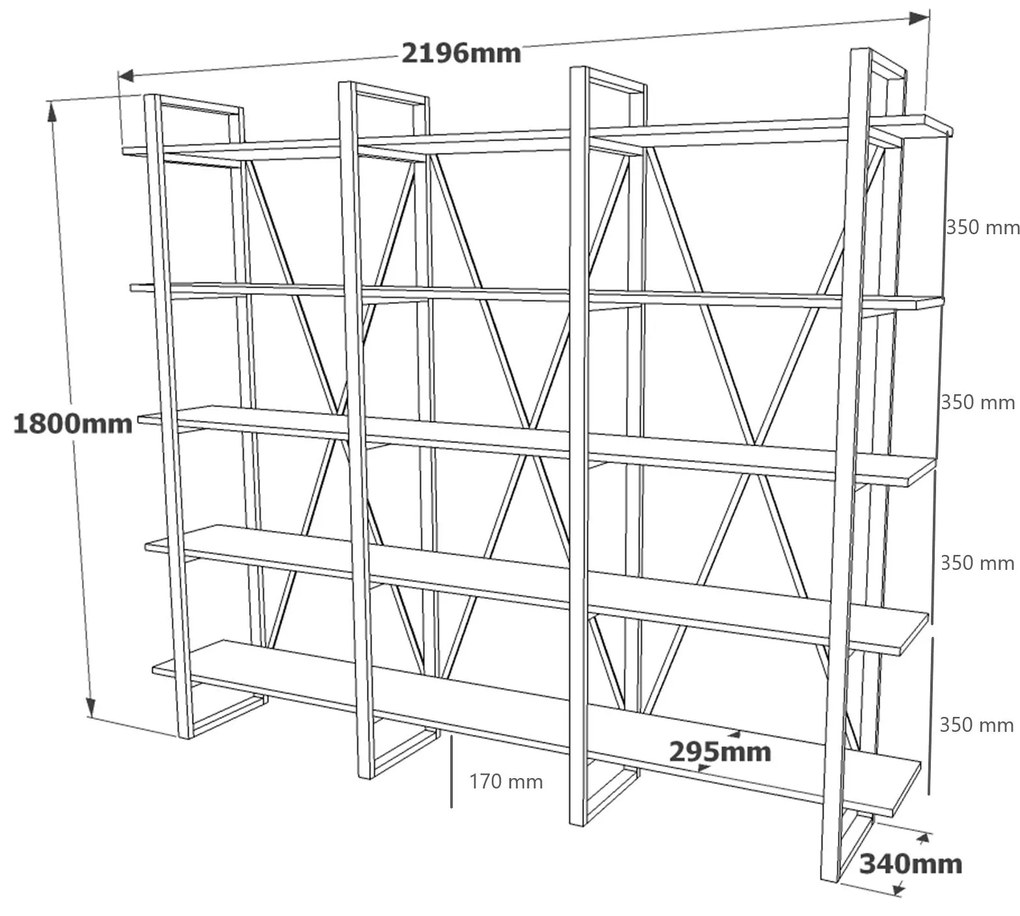 Estante ML4 – Atlantic Pine – 219,6x180x34 cm