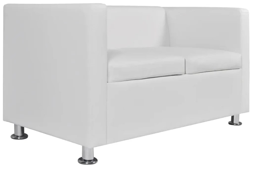 Sofá de 2 lugares couro artificial branco