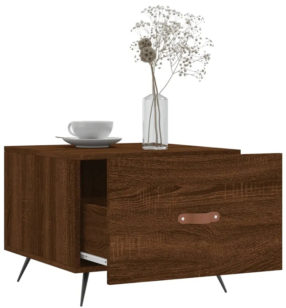Mesa centro 2 pcs 50x50x40 cm madeira proc. carvalho castanho