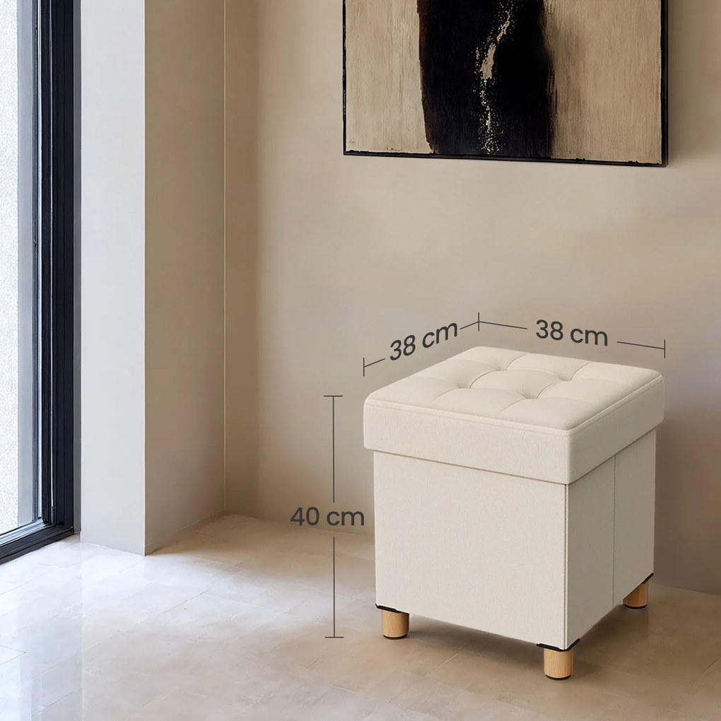 Banco com espaço de arrumação 38 x 38 x 40 cm branco creme