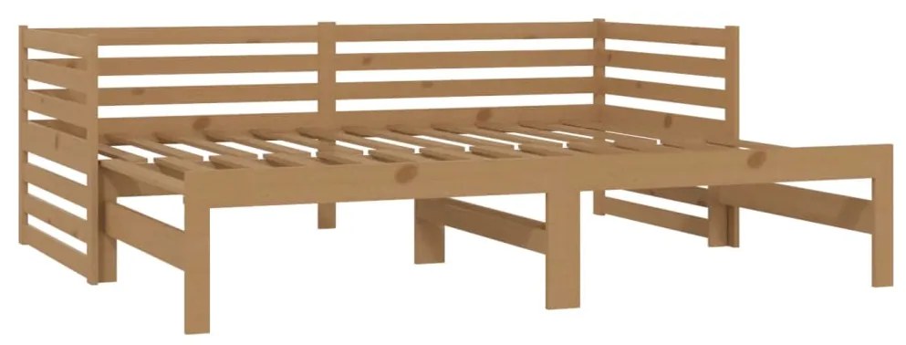 Estrutura sofá-cama de puxar 2x(90x200) cm pinho castanho-mel
