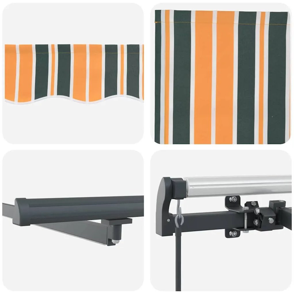 Toldo Retrátil Manual com LED Verde e Amarelo 600x300 cm