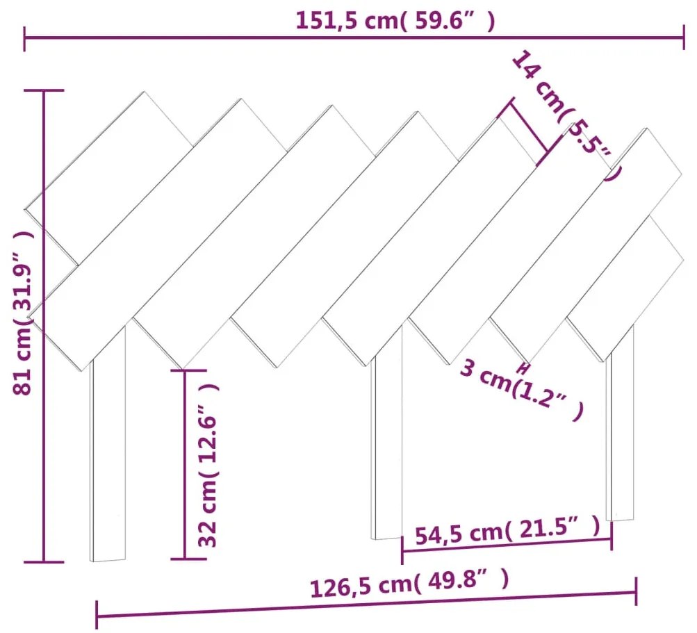 Cabeceira de cama 151,5x3x81 cm pinho maciço branco