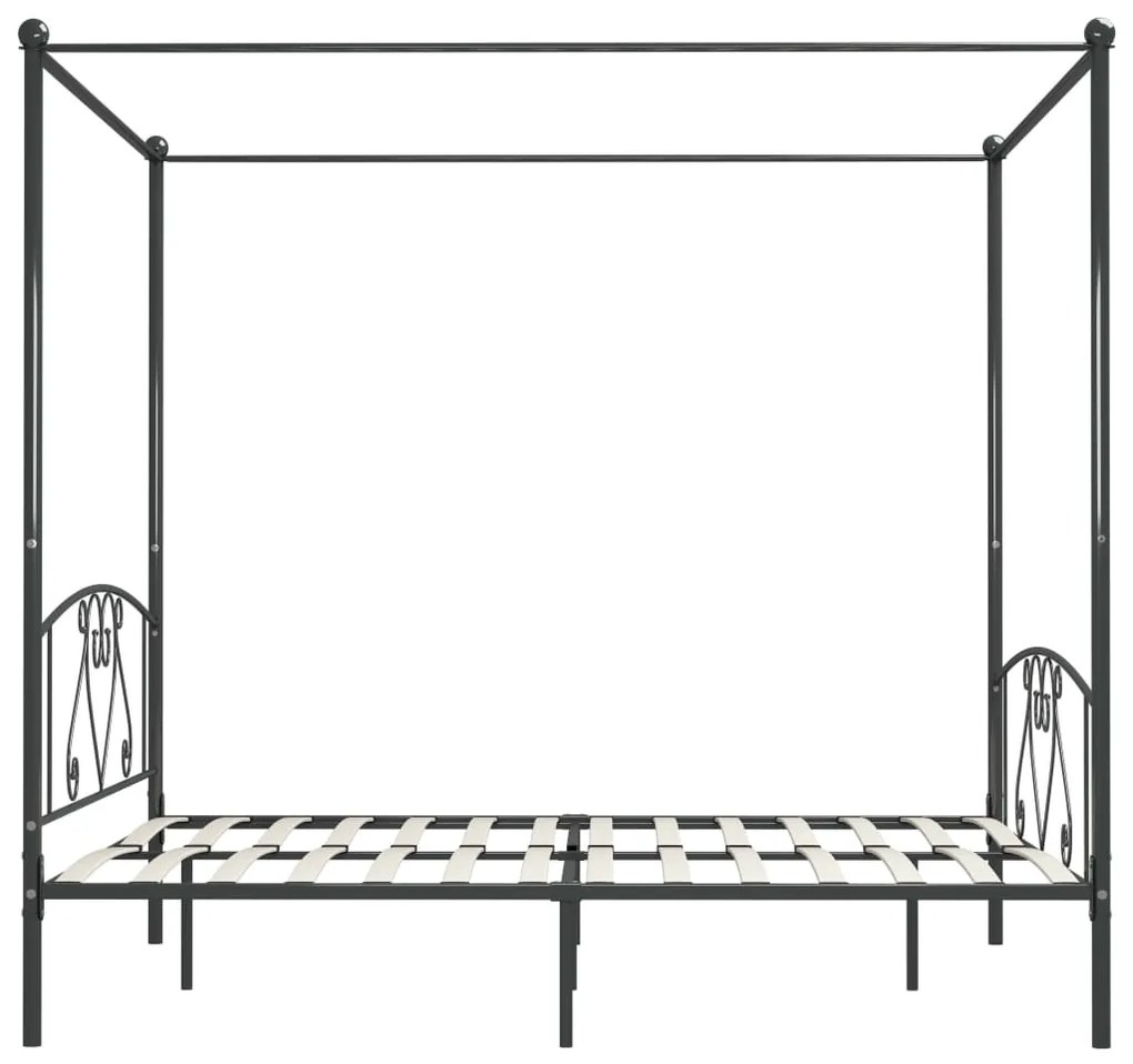 Estrutura de cama com dossel 180x200 cm metal cinzento