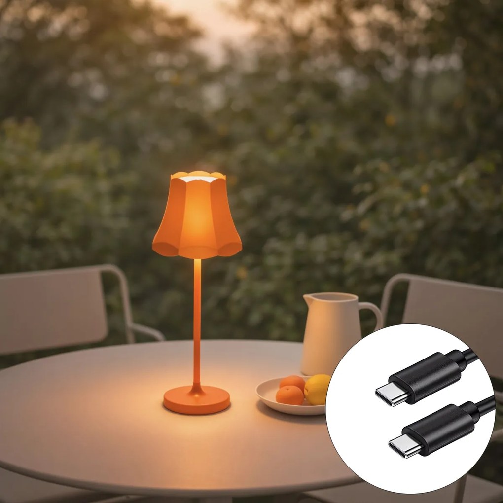 Candeeiro de mesa retro laranja recarregável IP44 - Granny