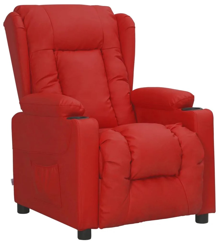 Poltrona elevatória couro artificial vermelho tinto