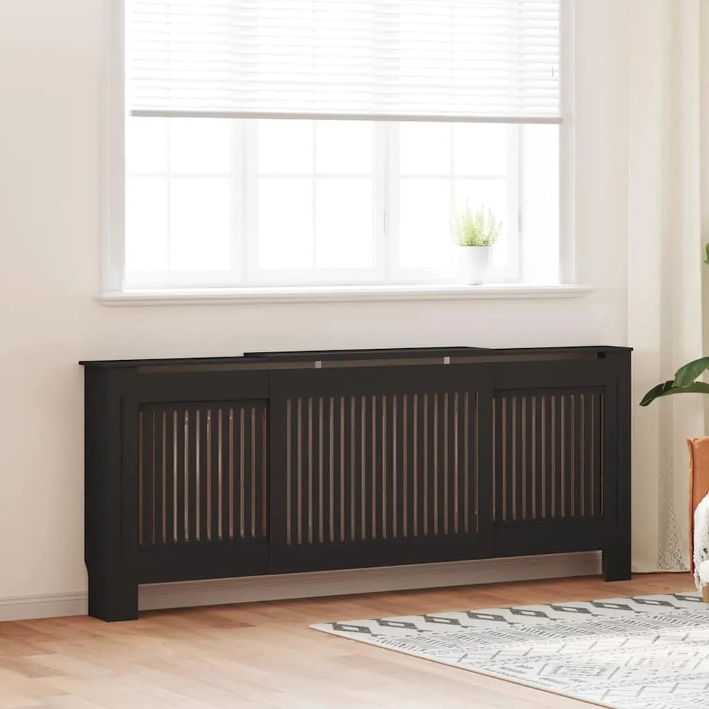 vidaXL Capa de Radiador Manual 2 pcs Preto (142-205) x 20.5 x 81.5 cm