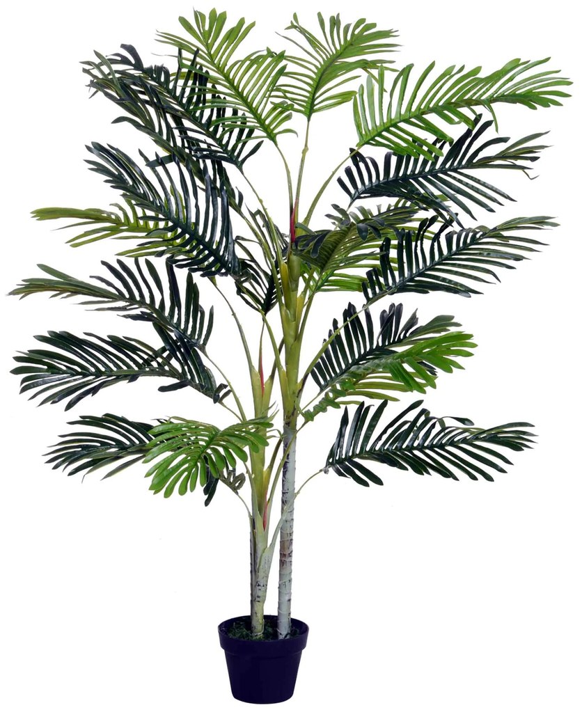 Outsunny Palmeira Artificial 150cm Realista Decorativa Vaso Casa Varanda Jardim Verde Natural Estilo Tropical | Aosom Portugal