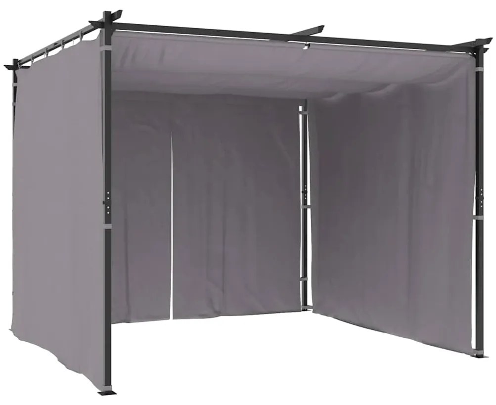 Gazebo com cortinas 3x3 m aço antracite